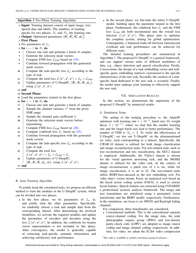 A Unified Multi-Task Semantic Communication System for Multimodal Data 关键结果页