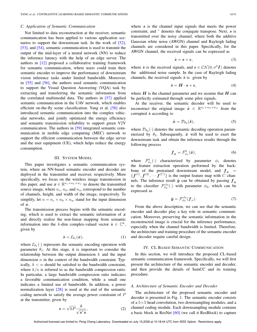 Contrastive Learning-Based Semantic Communications 架构/方法页