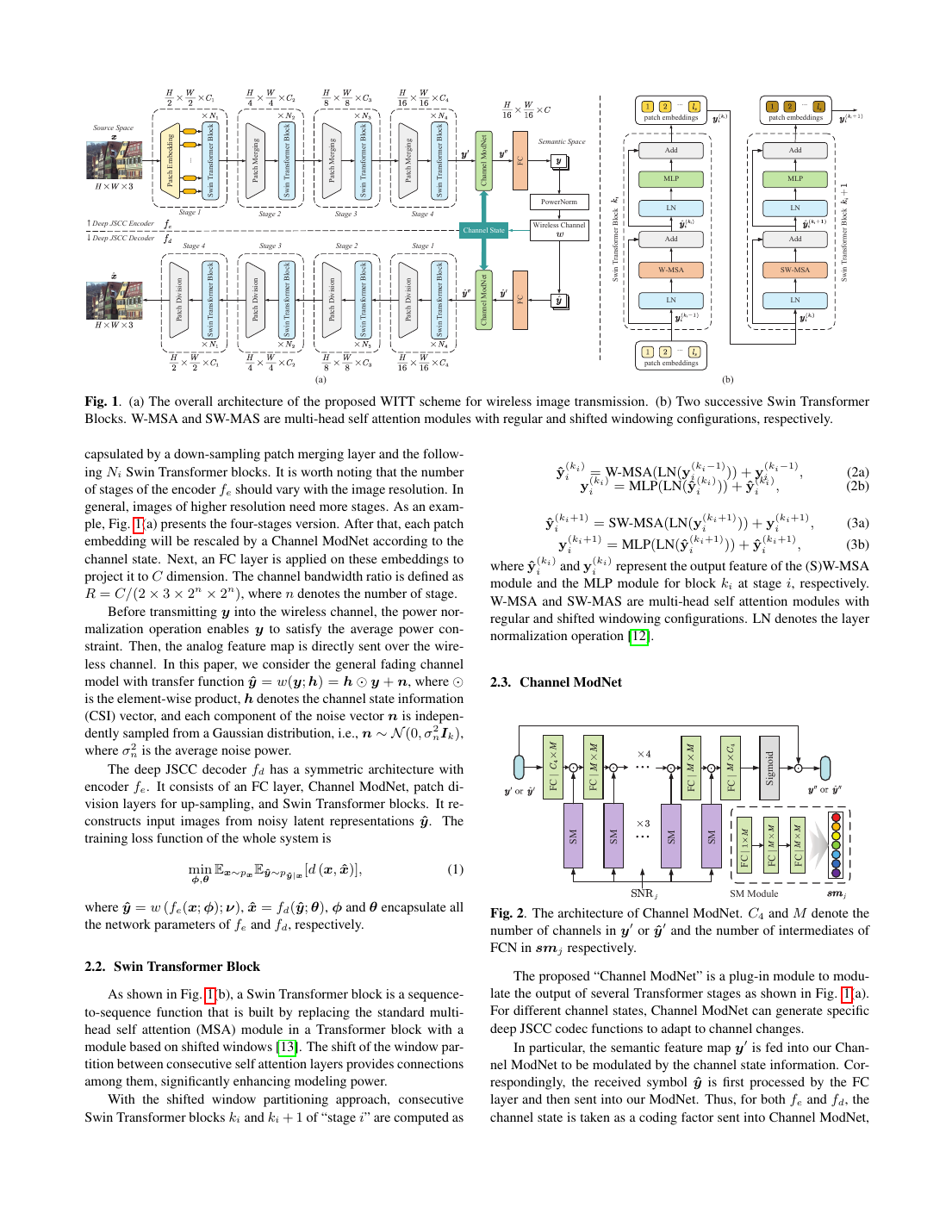WITT: A Wireless Image Transmission Transformer for Semantic Communications 方法/架构页