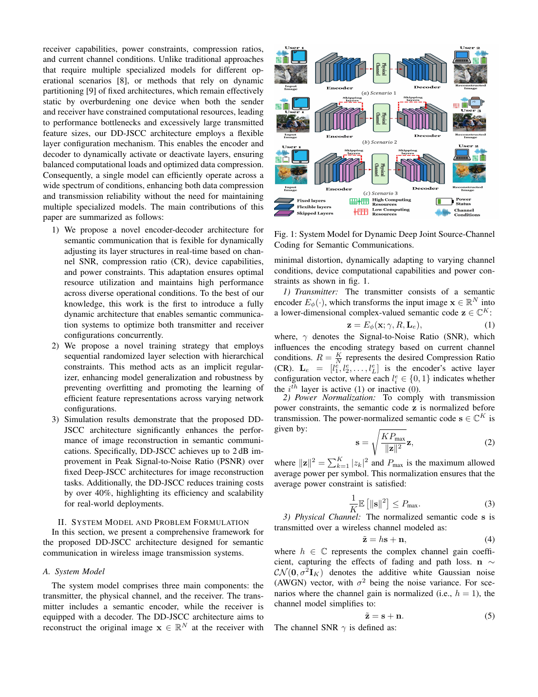 DD-JSCC: Dynamic Deep Joint Source-Channel Coding for Semantic Communications 方法/架构页