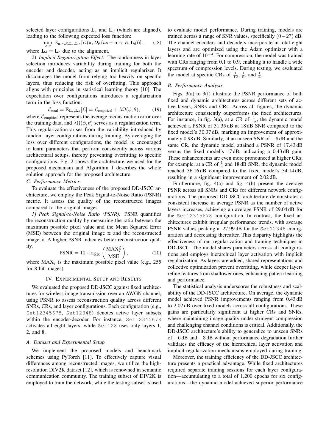DD-JSCC: Dynamic Deep Joint Source-Channel Coding for Semantic Communications 结果页