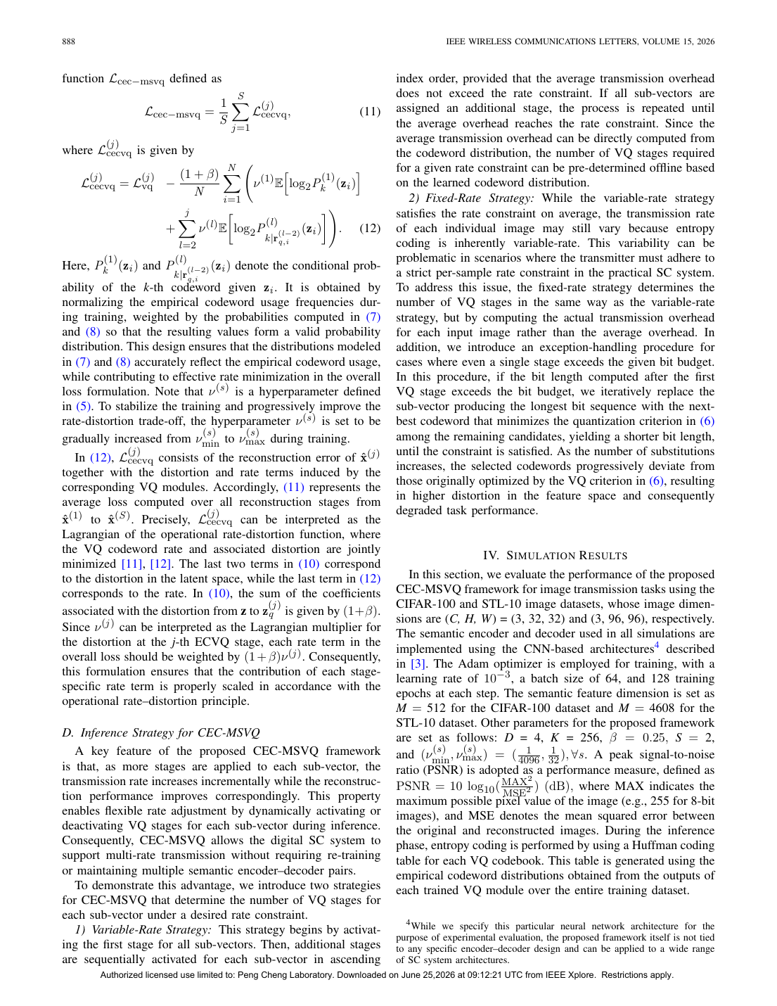 Conditional Entropy-Constrained Multi-Stage Vector Quantization for Semantic Communication 结果页