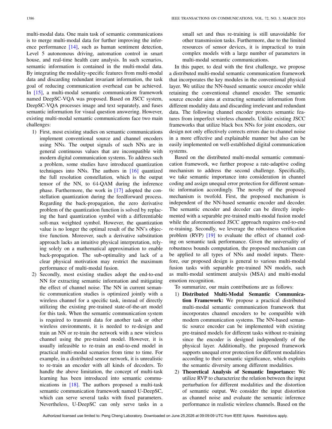 Rate-Adaptive Coding Mechanism for Semantic Communications With Multi-Modal Data 方法/架构页