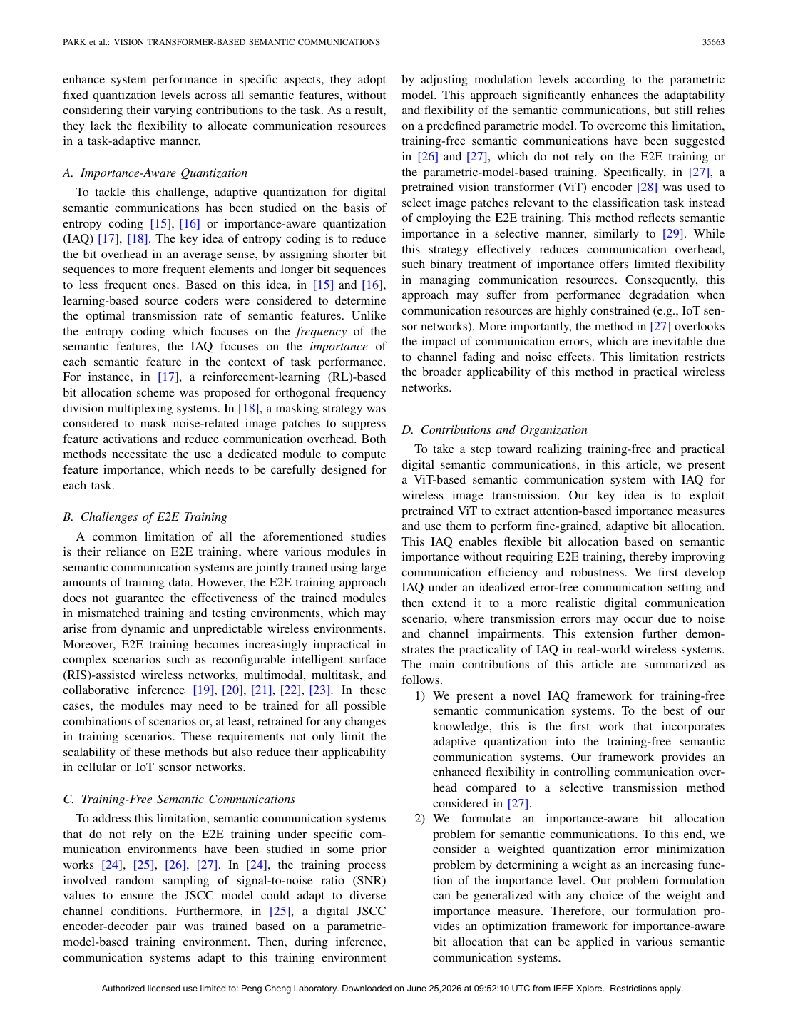 Vision Transformer-Based Semantic Communications With Importance-Aware Quantization 方法/架构页