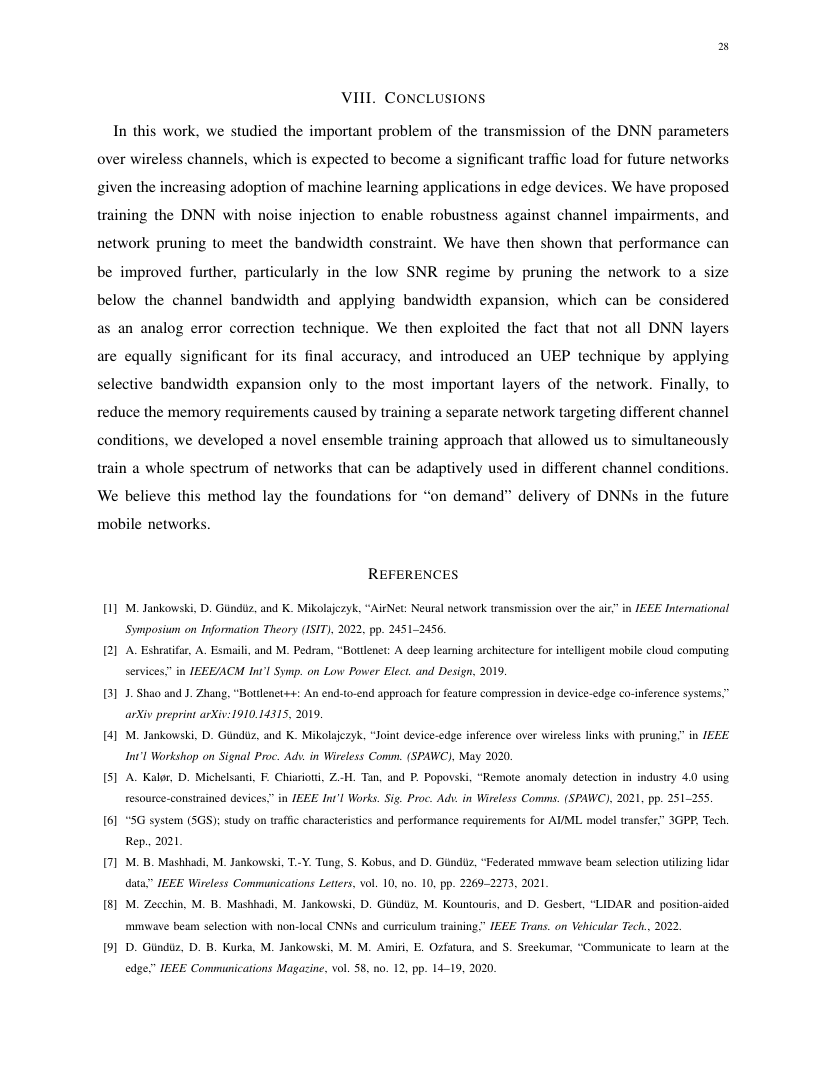 AirNet: Neural Network Transmission Over the Air 关键结果页