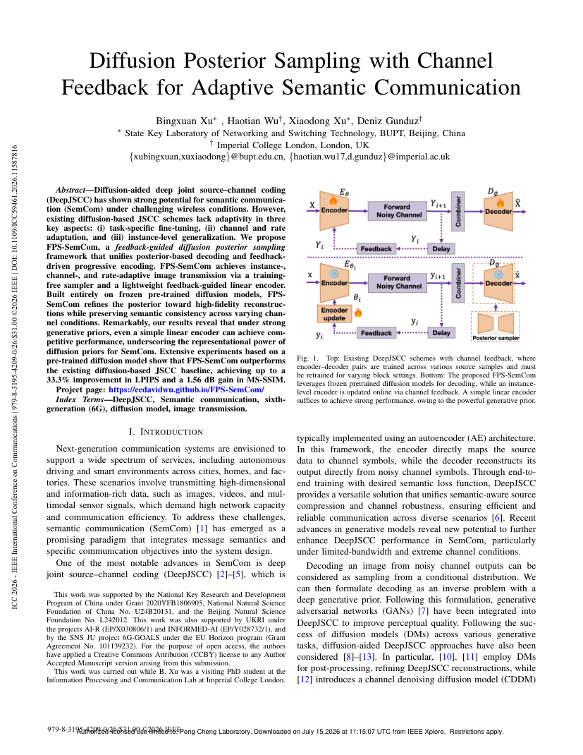 Diffusion Posterior Sampling with Channel Feedback for Adaptive Semantic Communication 架构/方法页