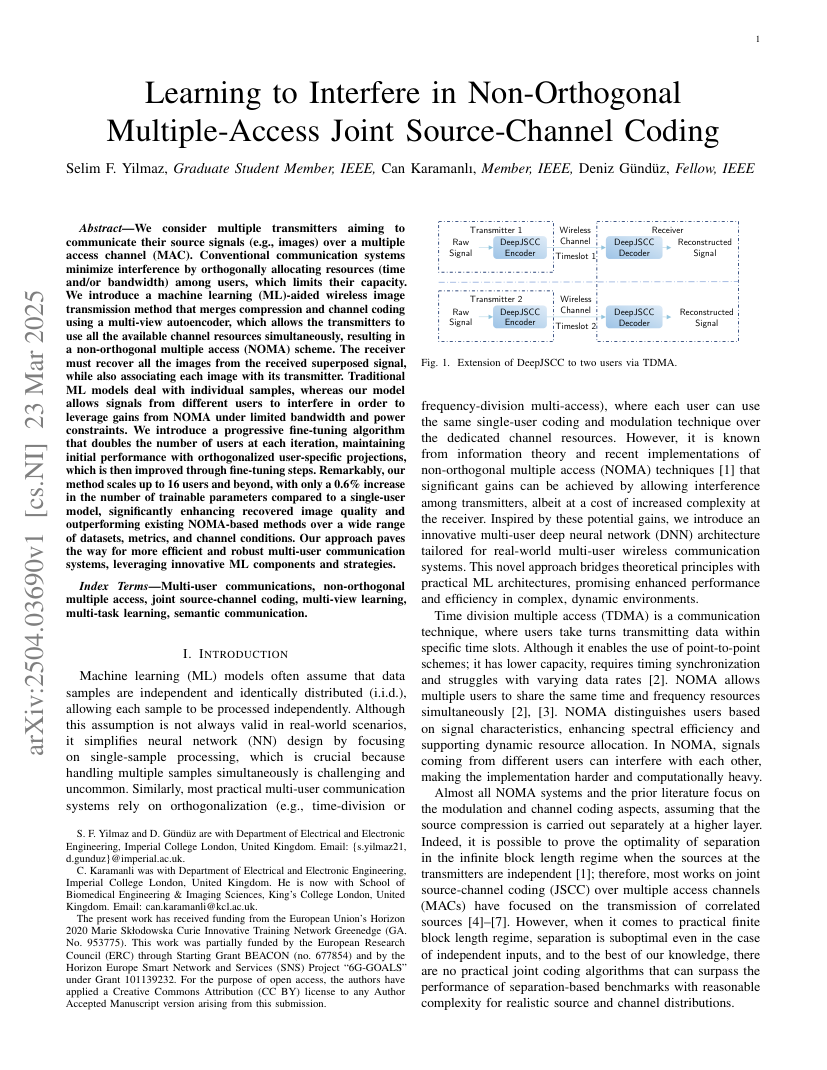 Learning to Interfere in Non-Orthogonal Multiple-Access Joint Source-Channel Coding 架构/方法页