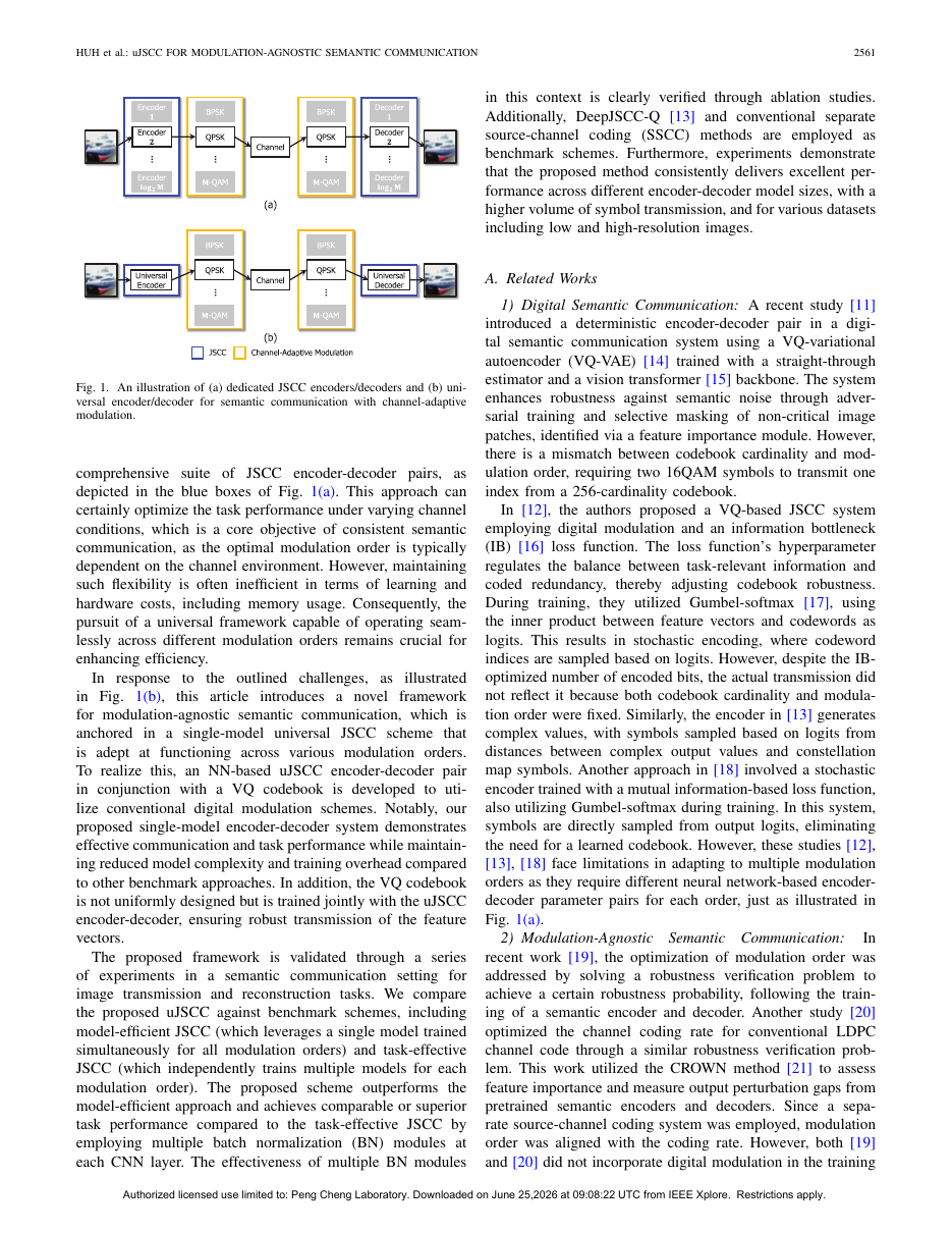 Universal Joint Source-Channel Coding for Modulation-Agnostic Semantic Communication 方法页