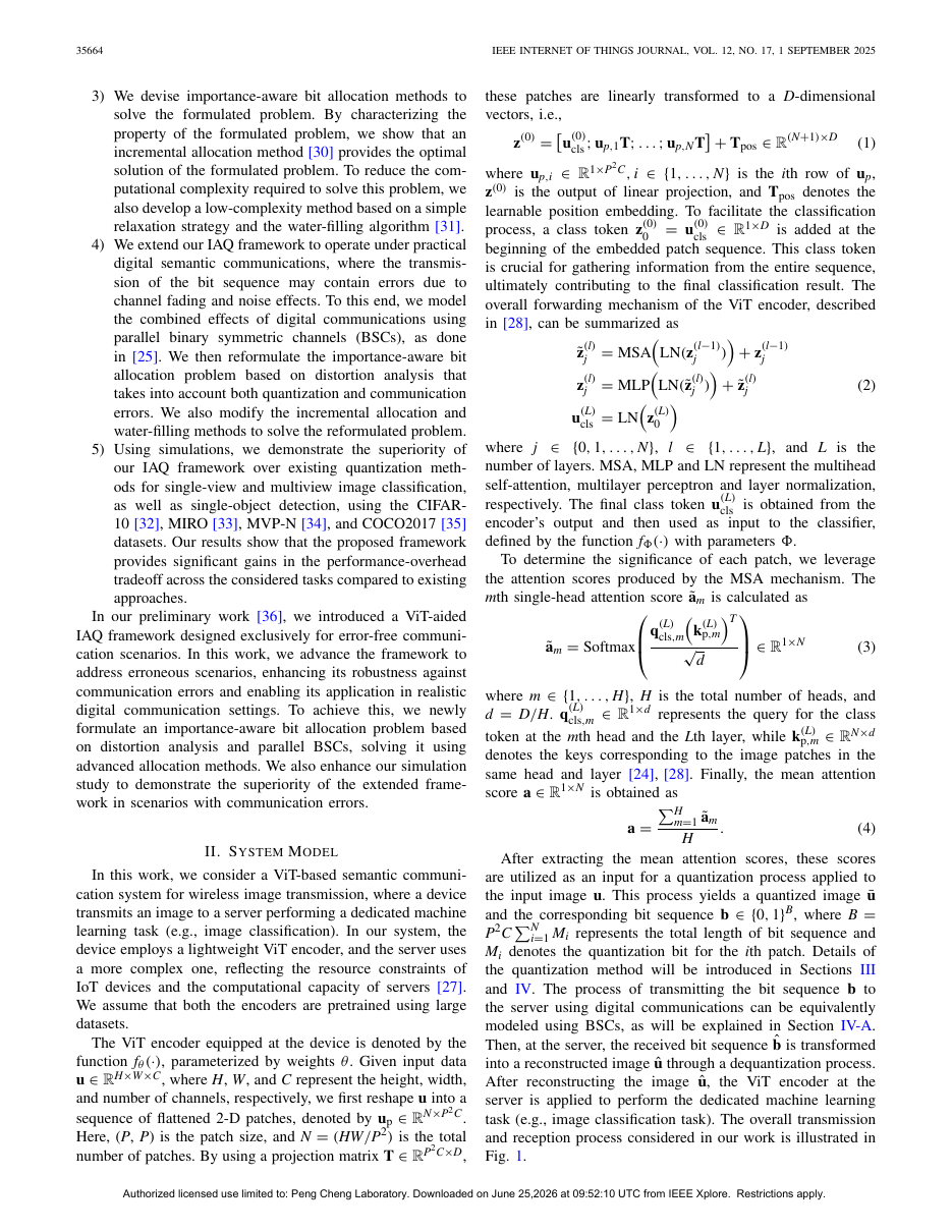 Vision Transformer-Based Semantic Communications With Importance-Aware Quantization 方法页