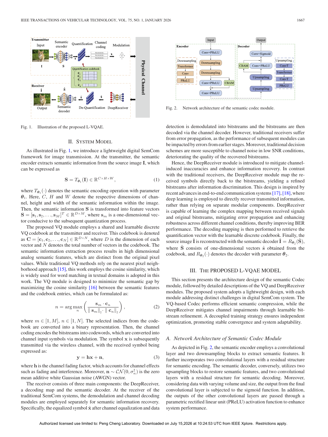 IEEE Transactions on Vehicular Technology 数字语义通信系统架构图示