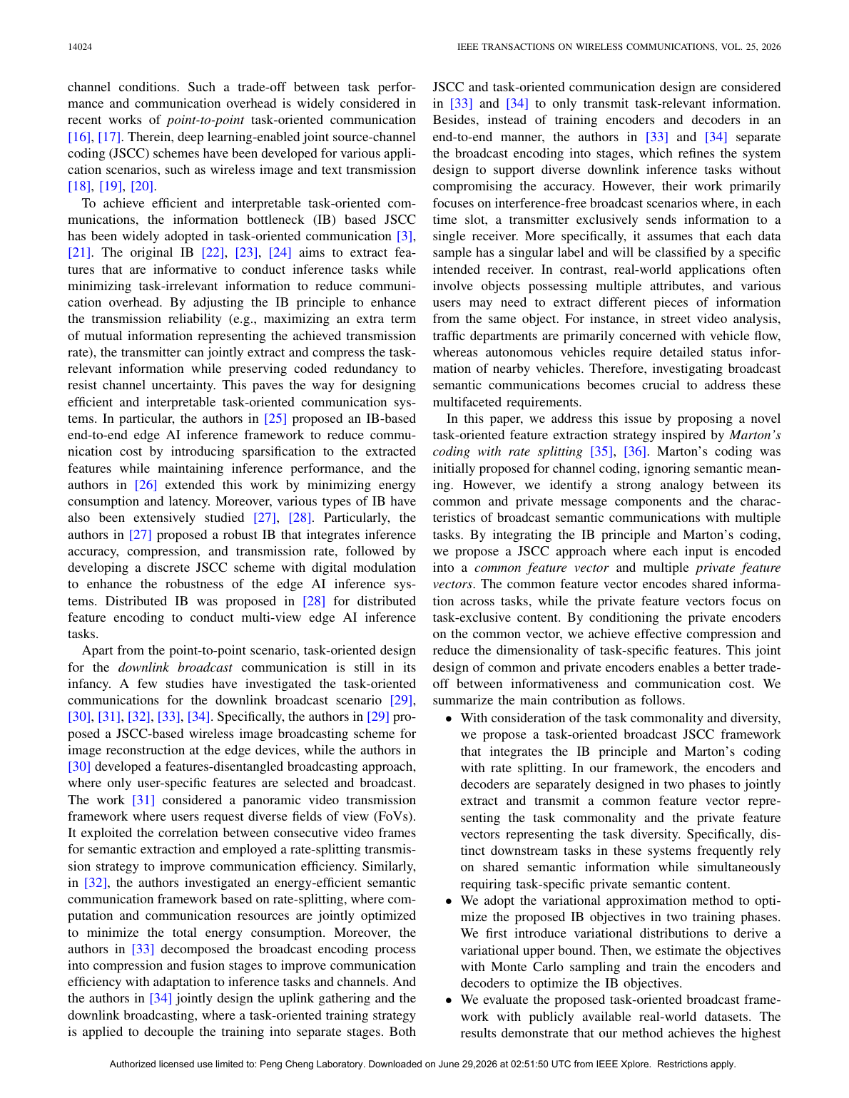 Joint Source-Channel Coding for Task-Oriented Broadcast Communications: An Information Bottleneck Approach With Rate Splitting method