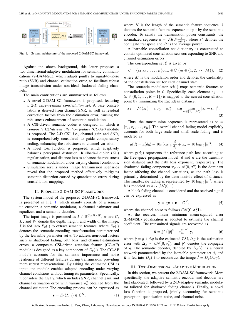 2-DAM-SC: 2-D-Adaptive Modulation for Semantic Communications Under Shadowed Fading Channels 架构/方法页