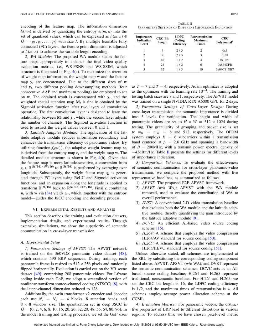 Cross-Layer Encrypted Semantic Communication Framework for Panoramic Video Transmission 关键结果页