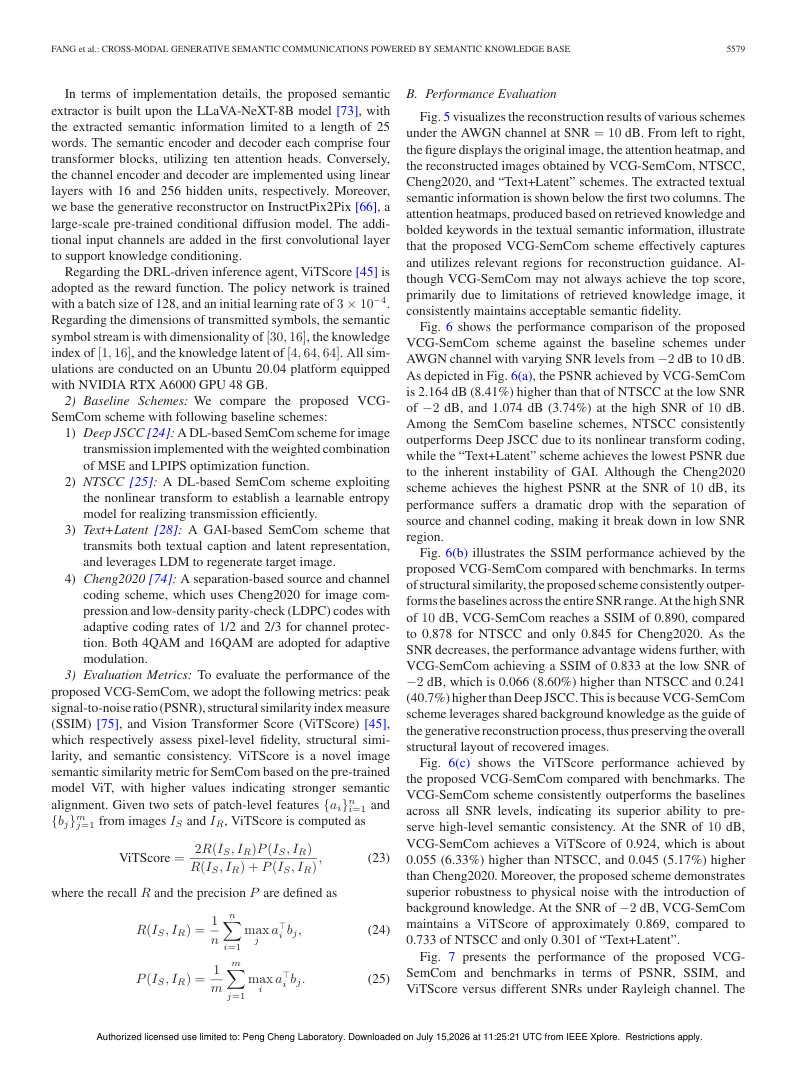 Cross-Modal Generative Semantic Communications Powered by Semantic Knowledge Base 关键结果页