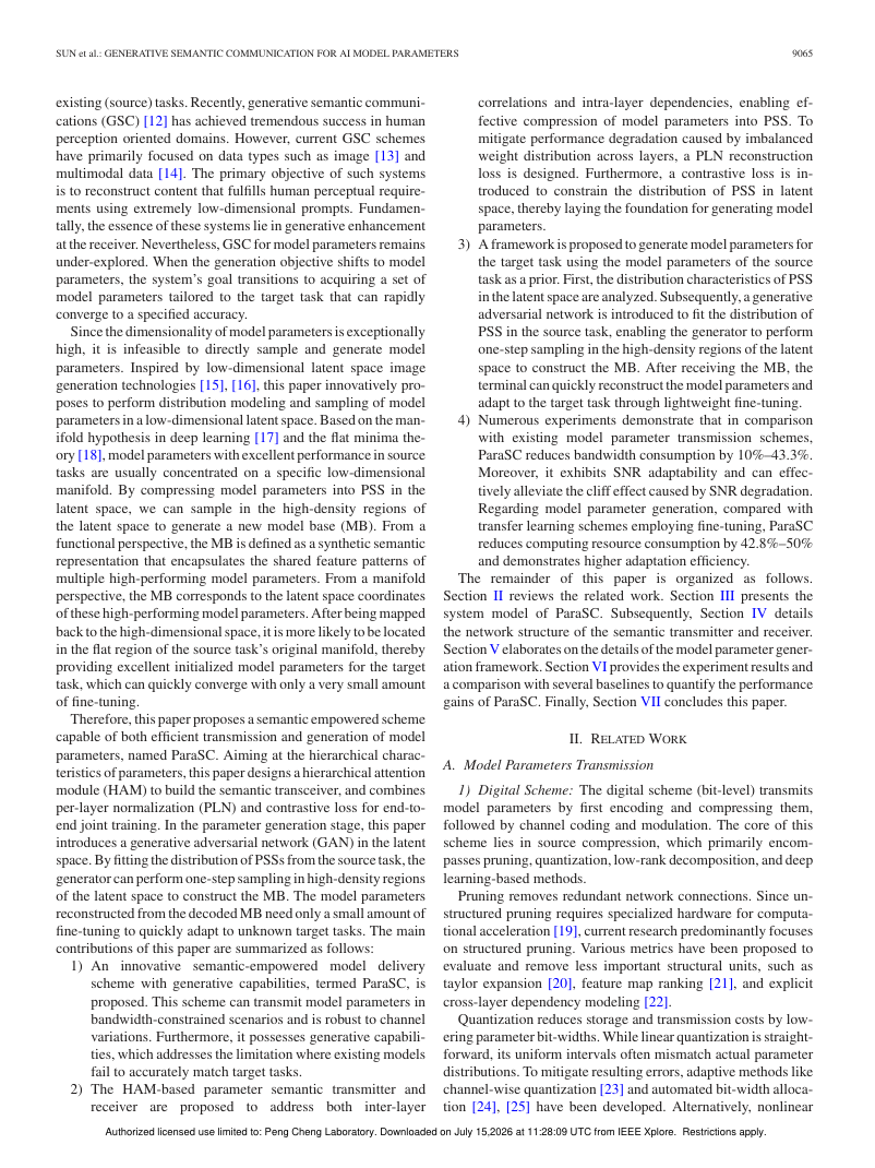 Generative Semantic Communication for AI Model Parameters 架构/方法页