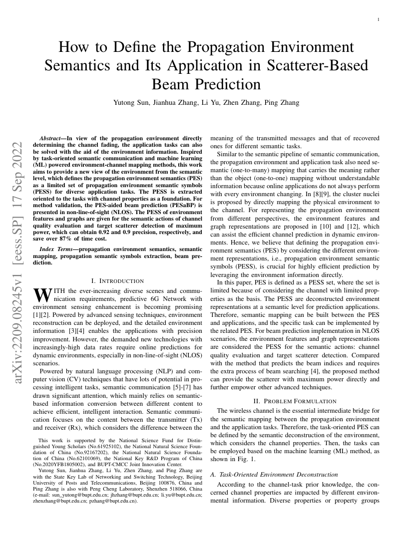 How to Define the Propagation Environment Semantics and Its Application in Scatterer-Based Beam Prediction 架构/方法页