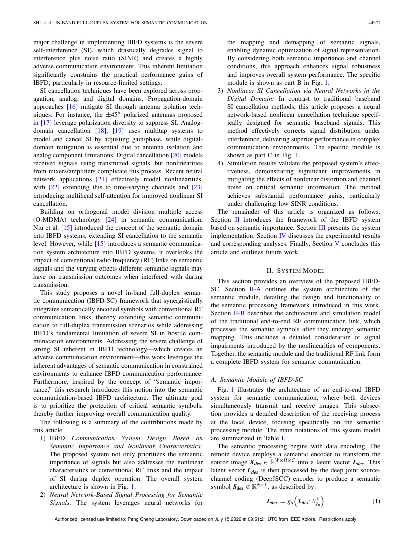In-Band Full-Duplex System for Semantic Communication 架构/方法页