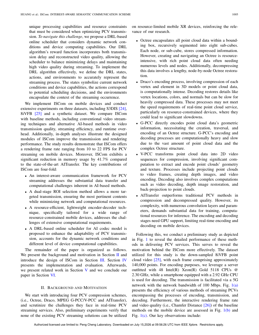 ISCom: Interest-Aware Semantic Communication Scheme for Point Cloud Video Streaming on Metaverse XR Devices 架构/方法页