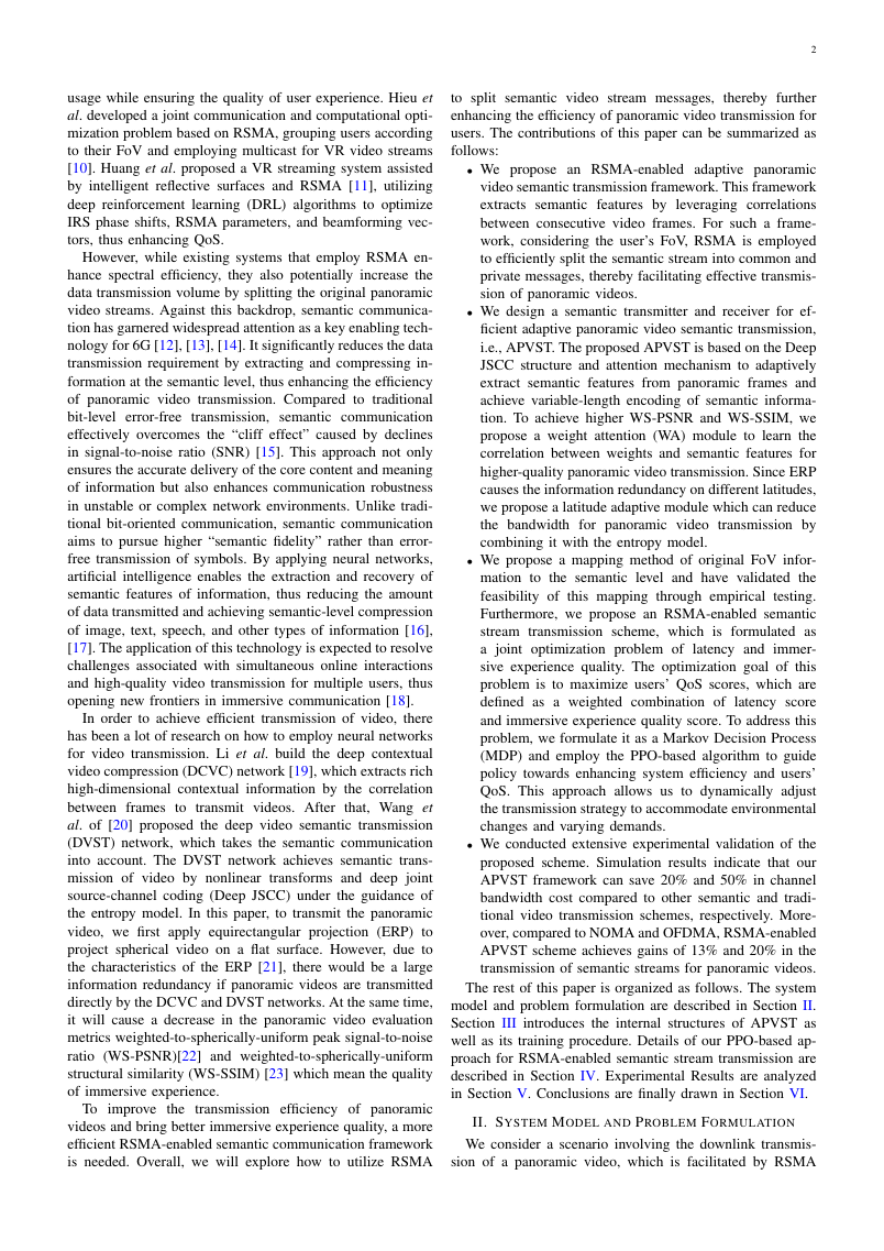 Rate Splitting Multiple Access-Enabled Adaptive Panoramic Video Semantic Transmission 架构/方法页