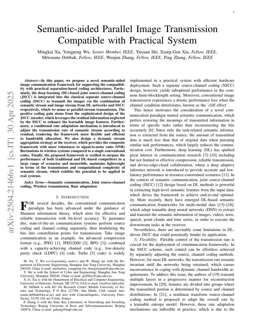 Semantic-Aided Parallel Image Transmission Compatible With Practical System 架构/方法页