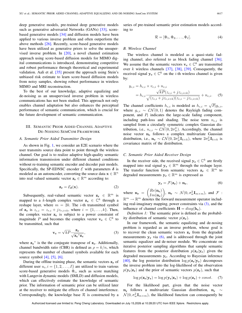 Semantic Prior Aided Channel-Adaptive Equalizing and De-Noising Semantic Communication System With Latent Diffusion Model 架构/方法页