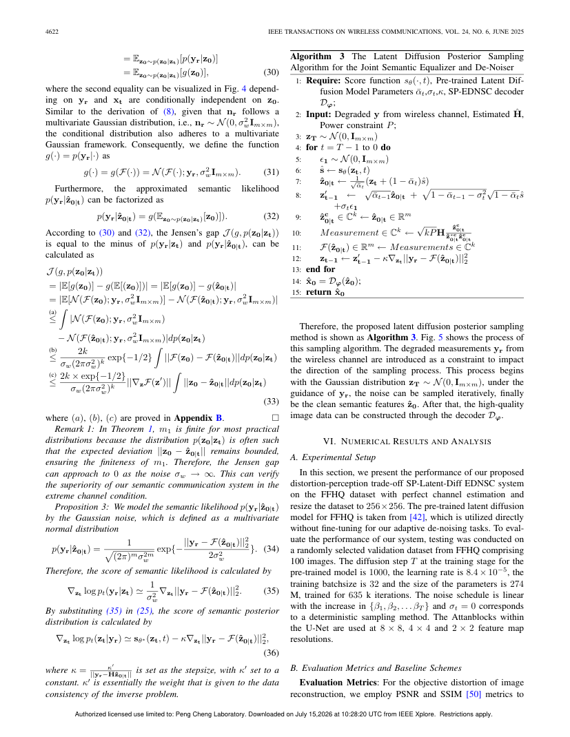 Semantic Prior Aided Channel-Adaptive Equalizing and De-Noising Semantic Communication System With Latent Diffusion Model 关键结果页