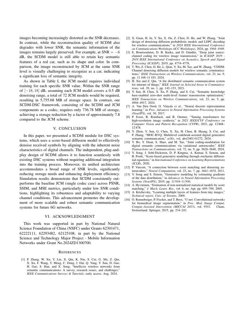 SCDM: Score-Based Channel Denoising Model for Digital Semantic Communications 关键结果页