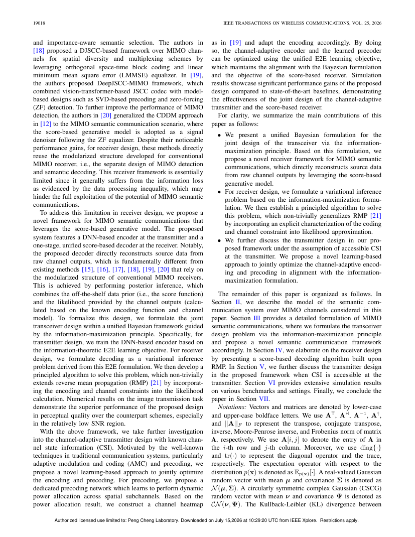 Semantic Communication Over MIMO Channels via Score-Based Reverse Mean Propagation 架构/方法页