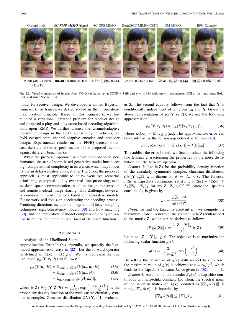 Semantic Communication Over MIMO Channels via Score-Based Reverse Mean Propagation 关键结果页