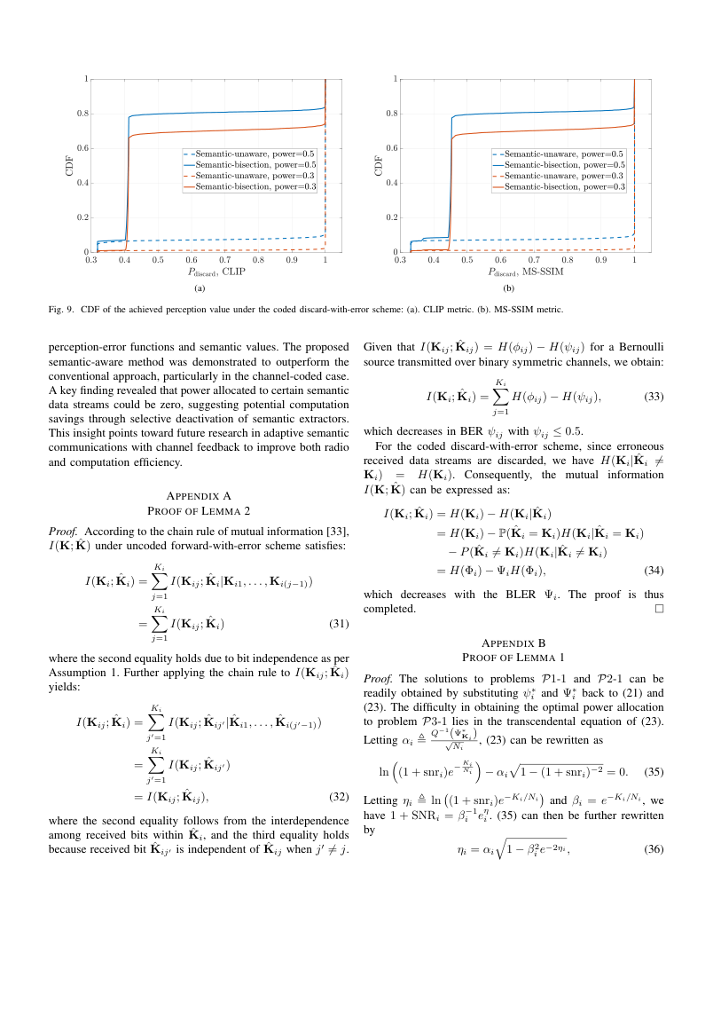 Generative Semantic Communications With Foundation Models: Perception-Error Analysis and Semantic-Aware Power Allocation 关键结果页