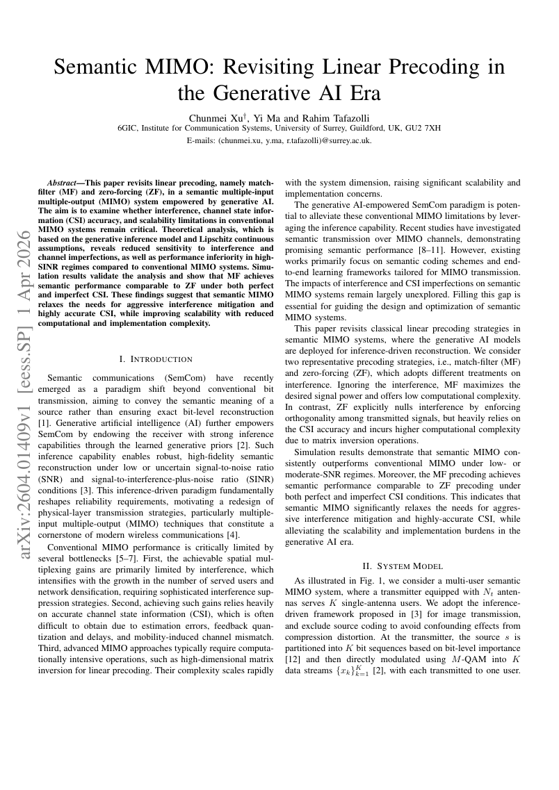 Semantic MIMO: Revisiting Linear Precoding in the Generative AI Era 架构/方法页