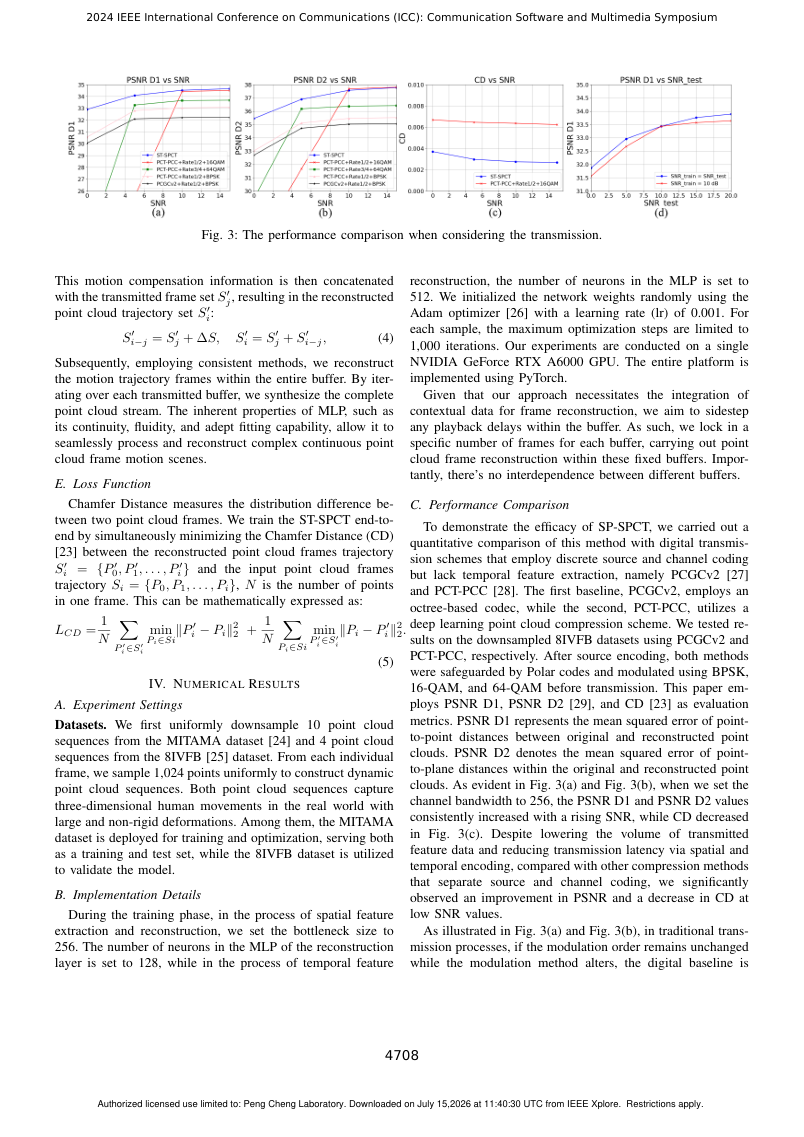 Spatial-temporal Semantic Communications for Point Cloud-based Volumetric Media 关键结果页