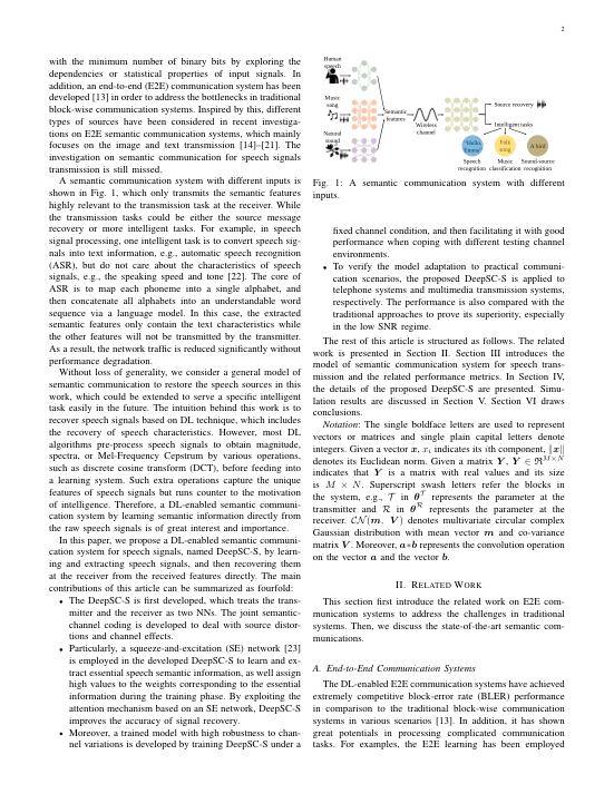 Semantic Communication Systems for Speech Transmission 方法/架构页