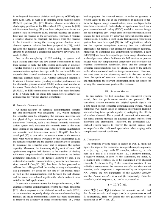 Semantic Communication Systems for Speech Transmission 关键结果页