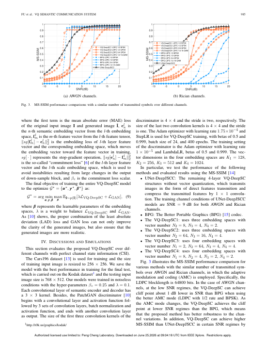 Vector Quantized Semantic Communication System 关键结果页