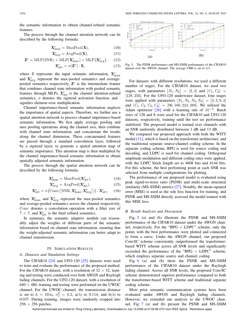 Deep Learning-Based Semantic Communication System for Wireless Image Transmission 关键结果页