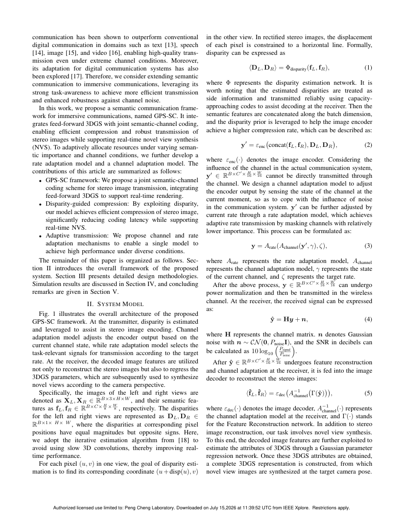 Generalizable Pixel-wise 3D Gaussian Splatting enabled Joint Semantic-Channel Coding 架构/方法页