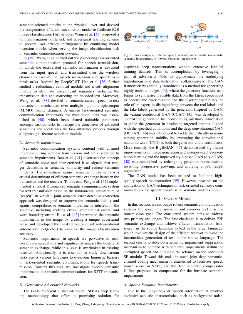 Generative Semantic Communications for Robust Speech-to-Text Translation 架构/方法页