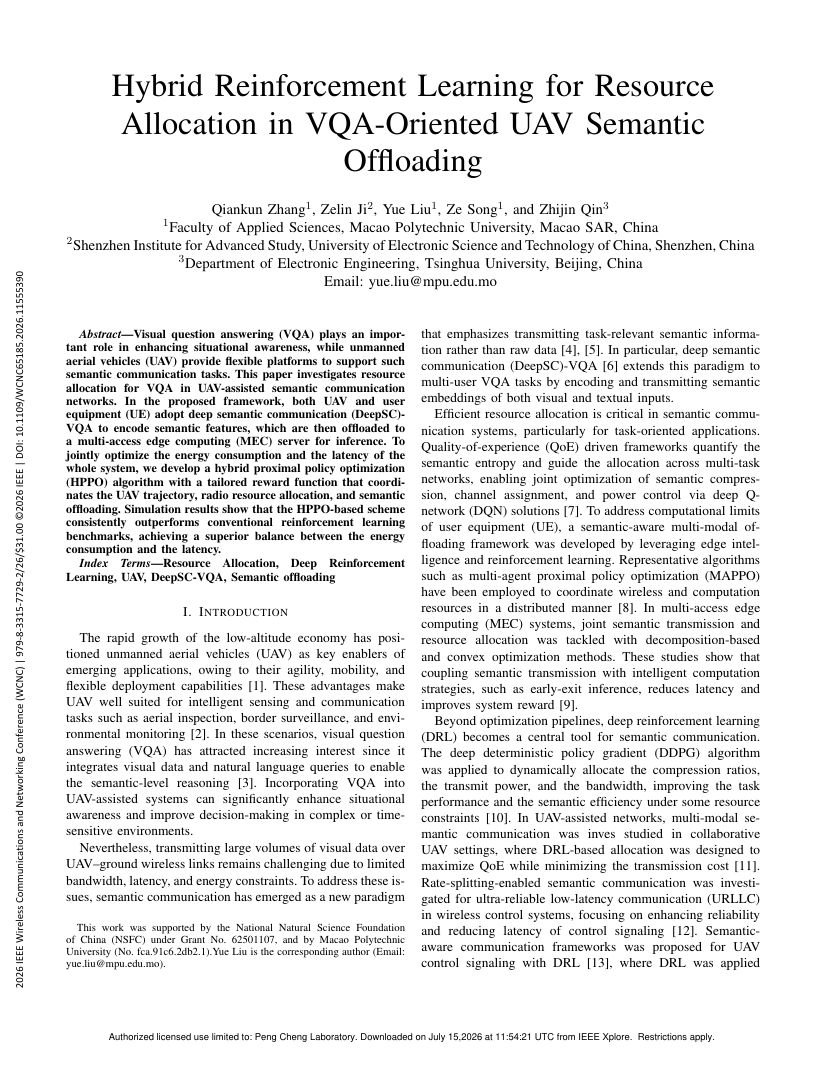 Hybrid Reinforcement Learning for Resource Allocation in VQA-Oriented UAV Semantic Offloading 架构/方法页