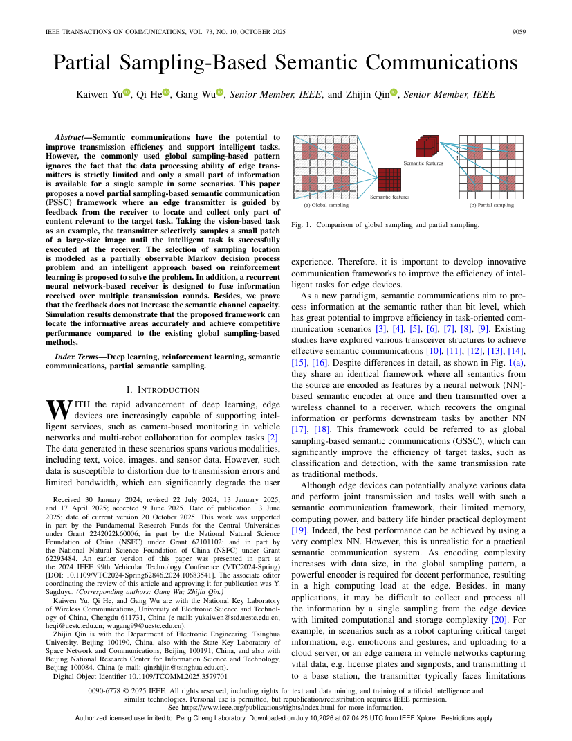 Partial Sampling-Based Semantic Communications 架构/方法页