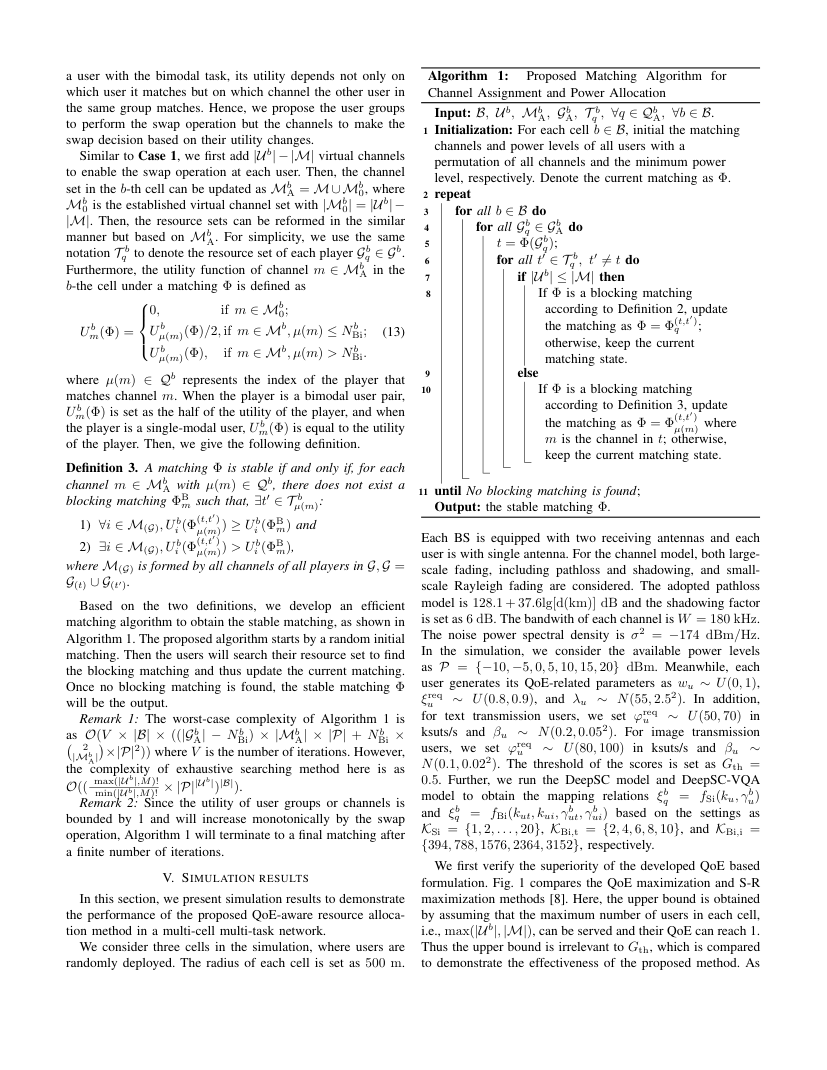 QoE-Aware Resource Allocation for Semantic Communication Networks 关键结果页